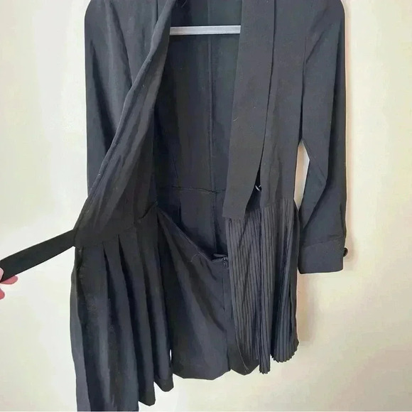 Zara Black Pleated Deep V-Neck Black Button Jumpsuit Romper Women’s Size Small - Picture 6 of 8